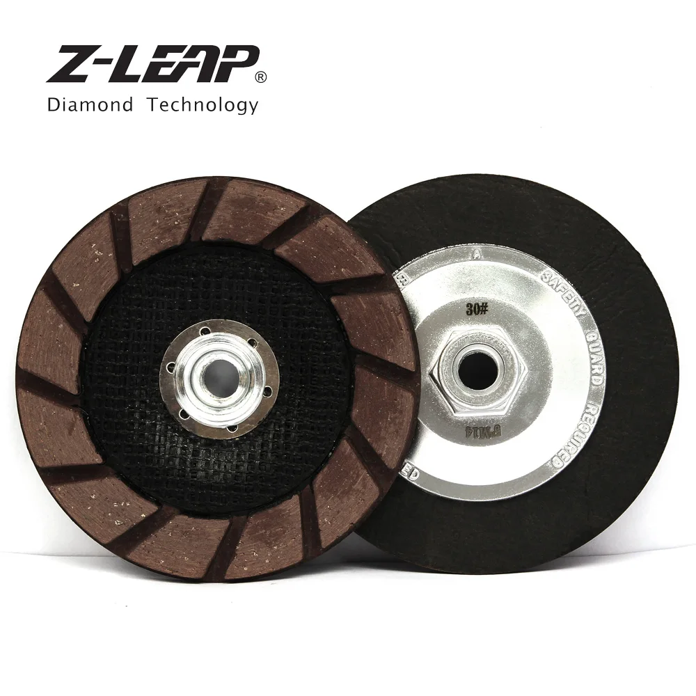 Z-LEAP 5" 1PC Diamond Dry Grinding Wheel Ceramic Bond Cup Edge Polishing Disc Concrete Epoxy Floor Abrasive Tool With 5/8-11 M14