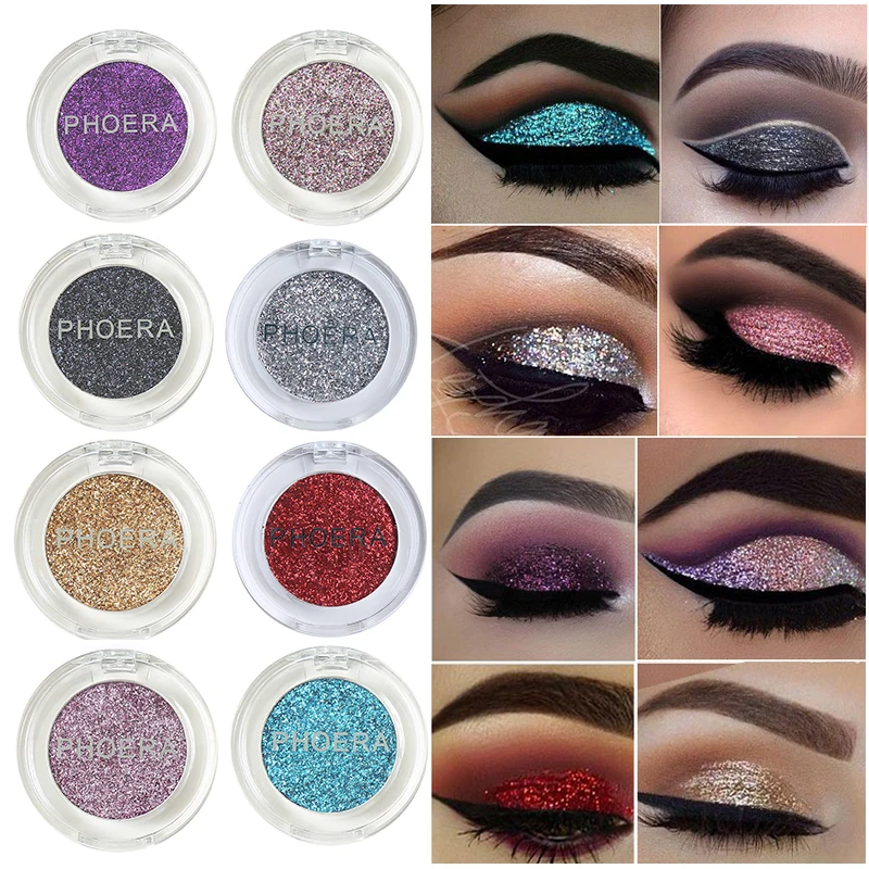 

PHOERA 4colors Glitter Shimmer Eyeshadow Makeup Powder Pigmented Eyeshadow Waterproof Eye Shimmer Shadow Powder #12