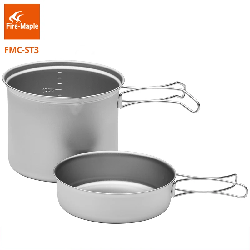 

Fire Maple SnowTi 3 Portable Snow Titanium 1.3L Outdoor Camping Pot and 0.42L Frying Pan Ultra-Light Camping Pots Set FMC-ST3