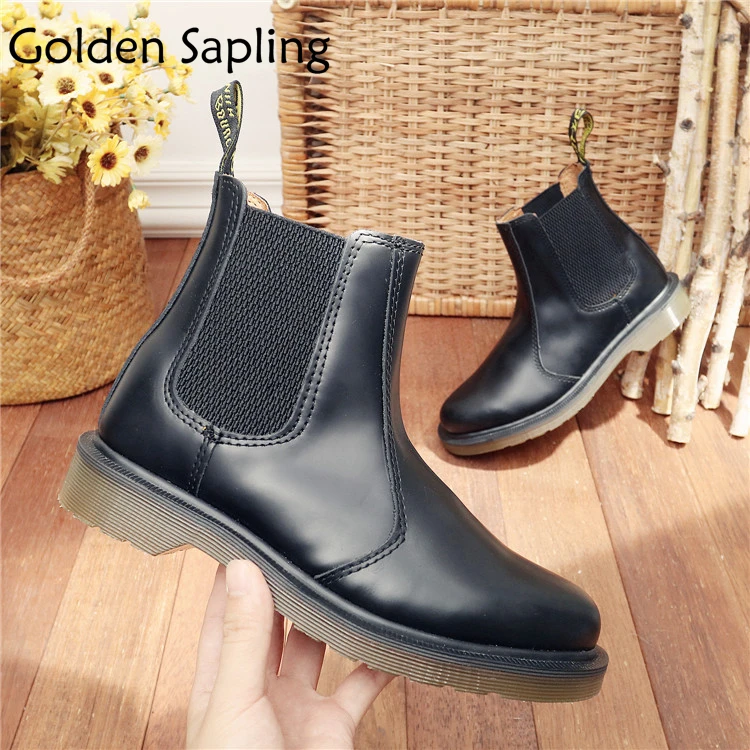

Golden Sapling High Top Women's Boots Genuine Leather Female Sneakers Woman Sports Shoes Slip-on Waterproof Women Outdoor Boot