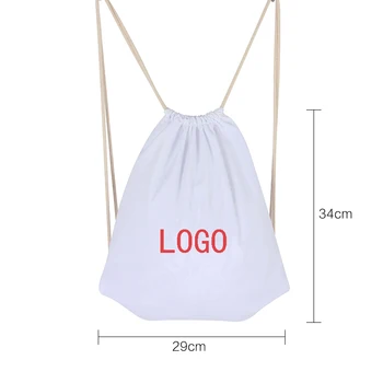 

50PCS Custom Logo Print Children Girls Boys School Backpack Travel Softback Shopping Bag Cotton Drawstring Bag Christmas Gift