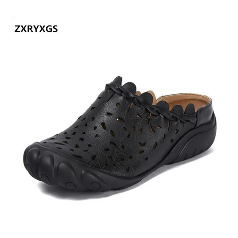 

Light Comfort Hollow Weaving Soft Cow Leather Sandals Women Shoes Fashion Sandals Flat Slippers 2019 Newest Summer Women Sandals