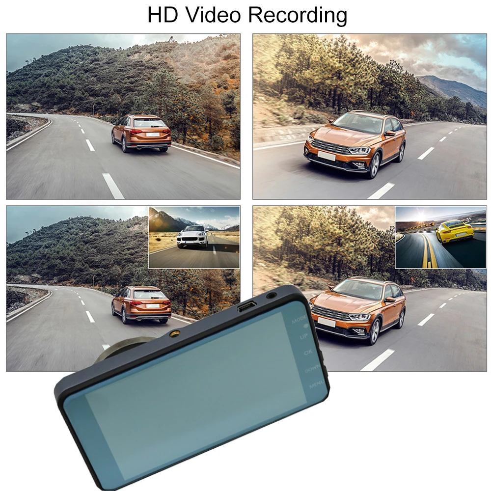 Мини автомобильная DVR камера 4 &quotс двумя объективами Full HD 1296P видеорегистратор