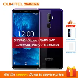 Oukitel U25 pro 5,5 дюйма FHD Дисплей Android 8,1 мобильный телефон Octa Core сотовый телефон 4G Оперативная память 64G Встроенная память 13MP + 2MP 3400 mAh 4G смартфон