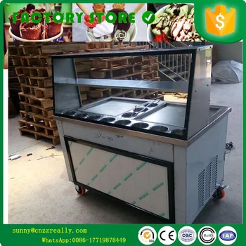 

ice cream frying machine frying ice pan machine fried ice cream maker double pan with 11 fruit tanks