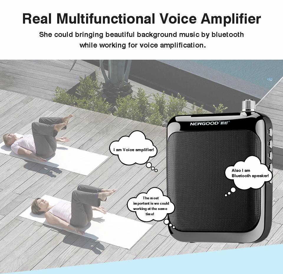 NEWGOOD Speaker Voice Amplifier Portable Megaphone Voice Amplifier Booster Megaphone With Bluetooth 4.1 For Teachers (1)