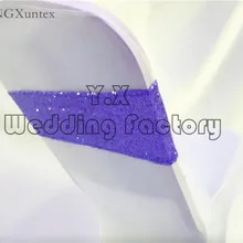 Королевский синий цвет блесток лайкра стул группа \ лента для свадьбы банкета Украшение для стула