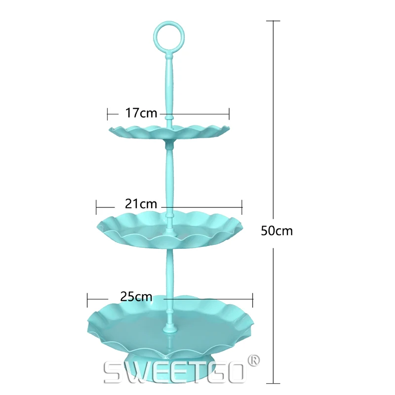 Синий два/три уровня подставки для пирога лоток для выпечки держатель для кексов Свадебные украшения витрина десертная Фруктовая тарелка товары для дня рождения - Цвет: Three Tier