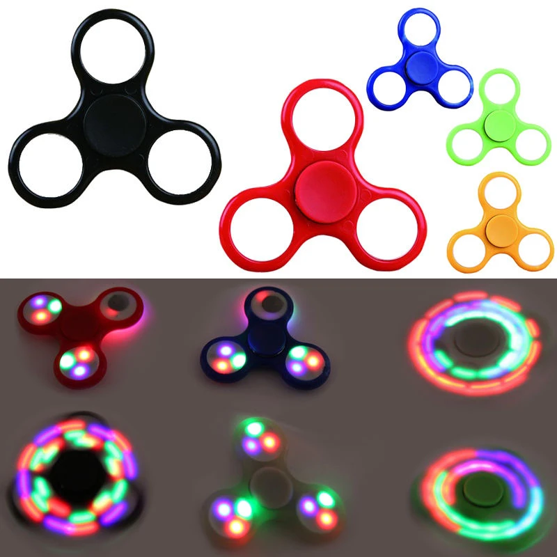 

2017 New LED Light Fidget Spinner Finger Plastic EDC Hand Spinner For Autism and ADHD Relief Focus Anxiety Stress Wheel Toys