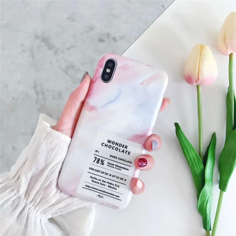 LUDI Artistic Marble Phone Cases for iphone X Case for iphone 7 7Plus 6 6sPlus 8 8Plus Simple Letter Funny Phone bag Fashion Hot2