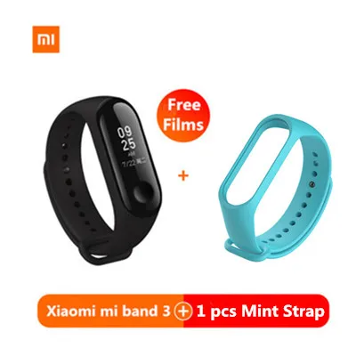 Xiaomi mi band 2 Смарт-браслет mi Группа miband 2 Смарт-часы Фитнес трекер сердечного ритма Touchpad OLED - Цвет: 3 add mint strap