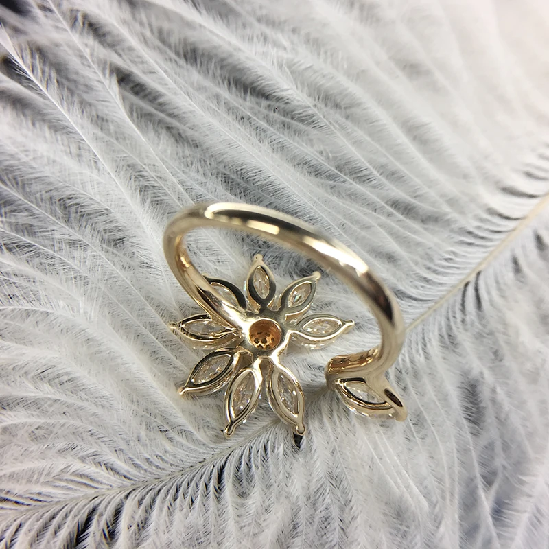 Кольцо Moissanite 4ct 12x8mm белое золото 14 k для женщин цвет DEF отличное огранка соларит с