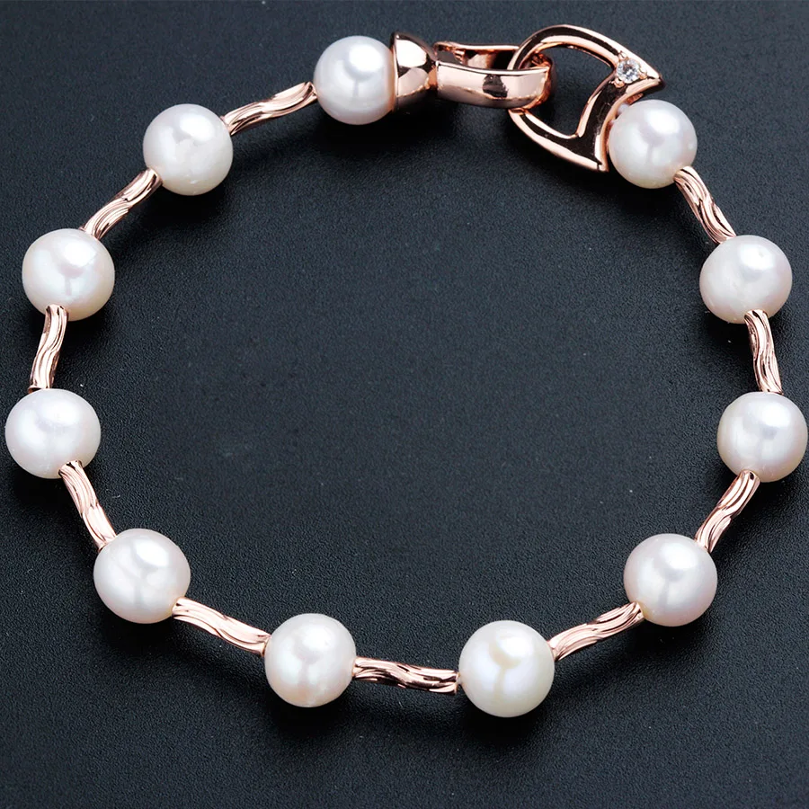 LINDO, пресноводный натуральный браслет с натуральным жемчугом, белый жемчуг, женский очаровательный браслет, жемчужные ювелирные изделия de perle