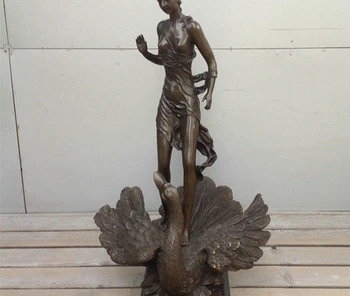 

Art Deco Sculpture Woman Riding A Swan Bronze Statue