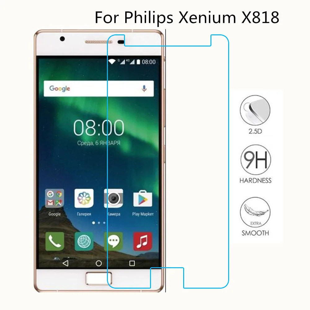 

Tempered Glass For Philips Xenium X818 Protective Glass Cover For Philips Xenium X818 Screen protector Mobile Phone Film
