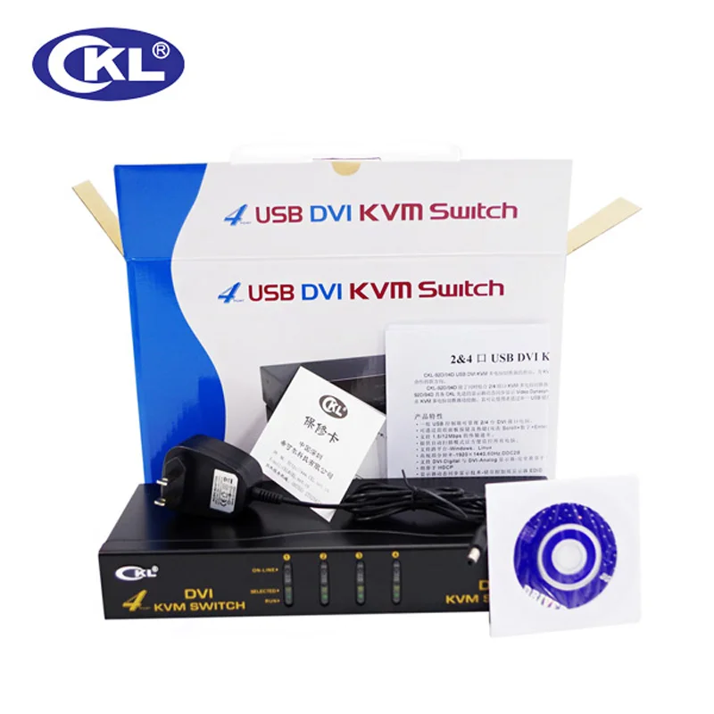 CKL USB DVI KVM переключатель с 4 портами поддержка портов аудио автоматический сканер