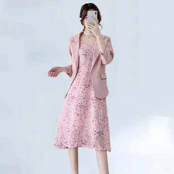 

2020 Spring Summer 2 Piece Set Women blazer Dress suit Female Office Lady Fashion Conjunto Feminino suit Women robe blazer 017