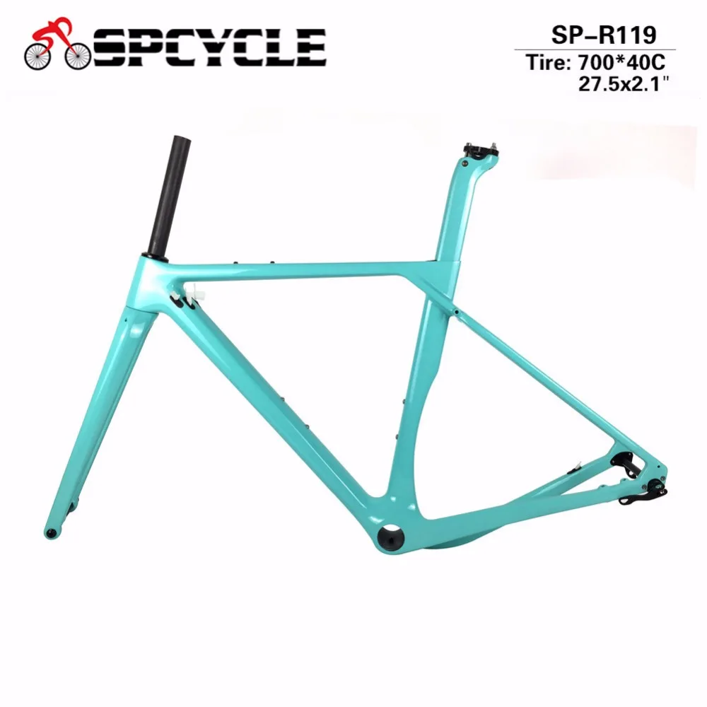 US $522.88 Spcycle T1000 Full Carbon Gravel Bicycle Frames CX Cyclocross Disc Brakes Carbon Frames Wheel Space 70040c or 27521 Tires