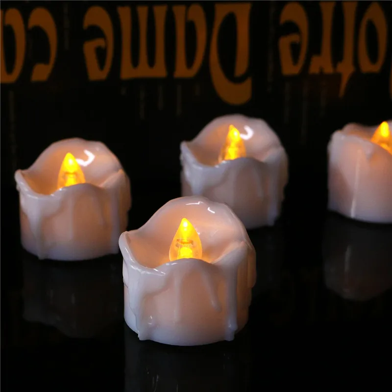 4 шт. мерцающий желтый свет velas decorativas беспламенный теплый белый bougie anniversaire и день