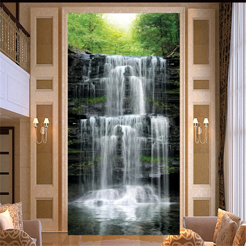 

beibehang custom waterfall scenic murals papel de parede 3d Living room wall paper background photo wallpaper Home Decoration