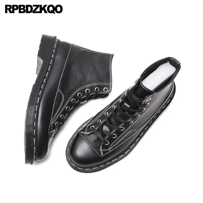 

Shoes Genuine Leather New Booties Women Ankle Boots 2018 Round Toe Casual Lace Up Military Black Autumn Short Combat Sneakers