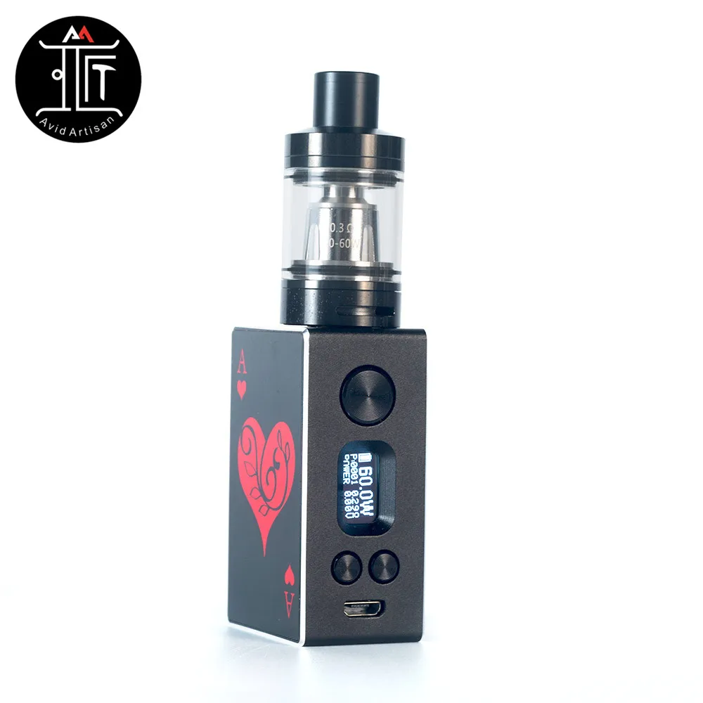 

E Cigarette Avidartisan Gamblers 60W TC Kit 1600mAh Battery Capacity with 2ML Gamblers Atomizer VS iStick 60W Mod Pico Kit