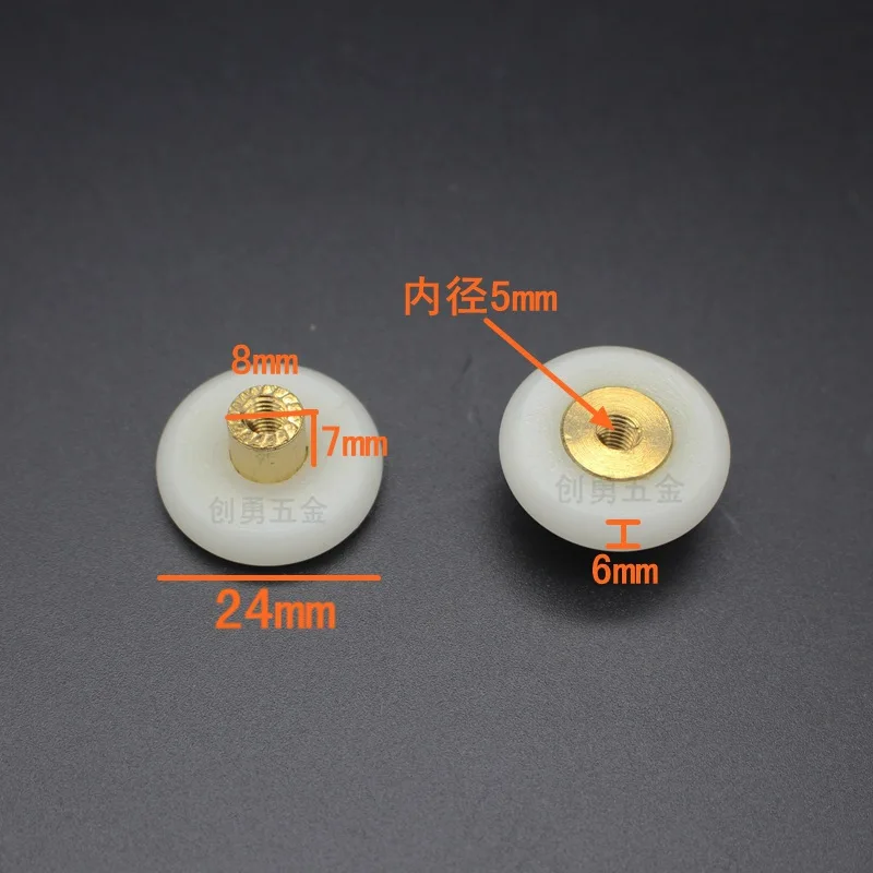 

Diameter:24mm Shower glass sliding door hanging wheels Copper core bathroom sliding door pulley bearing nylon wheel