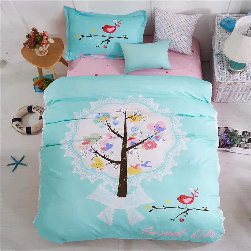 

spring lucky tree Printed bedding set 100% cotton bedclothes single twin double size girl Children's Adult home decoration woven