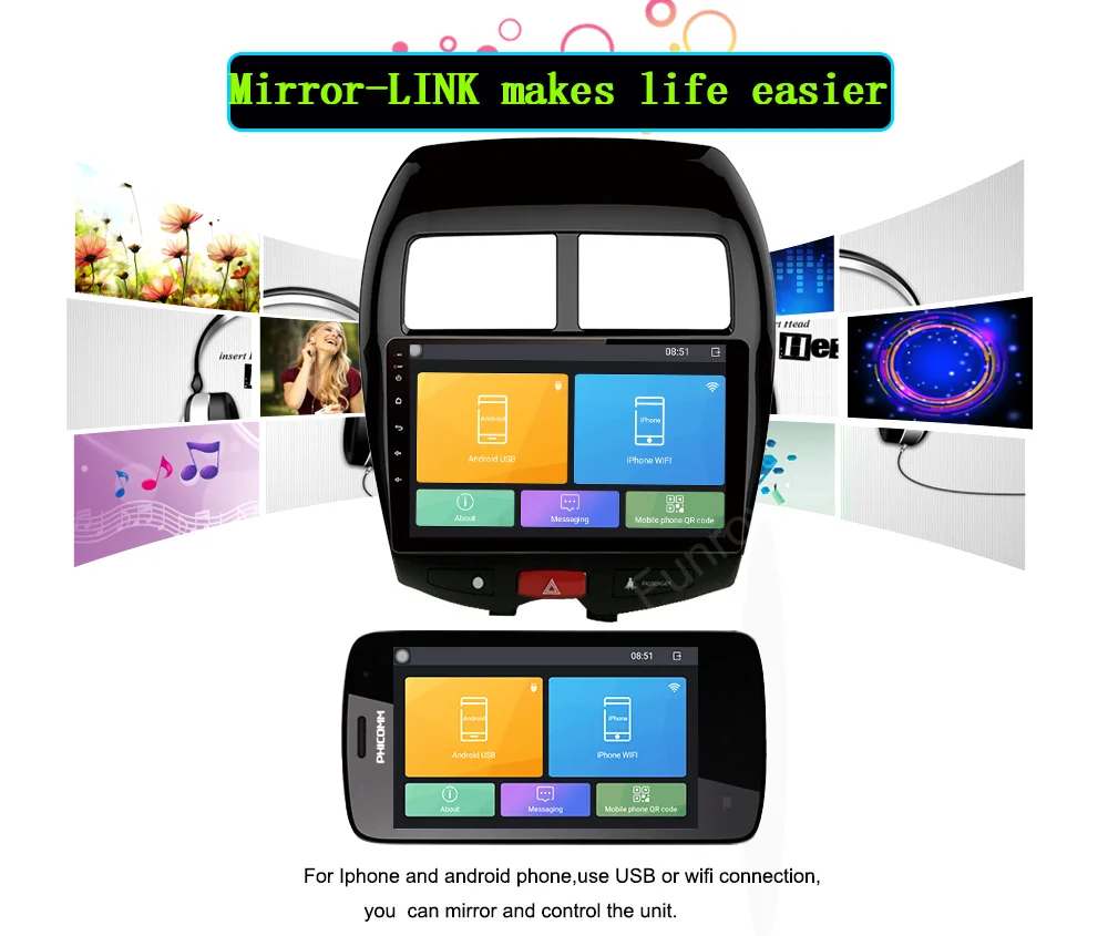 Sale Funrover 10" 2 din Car dvd Multimedia car radio Android 8.0 for Mitsubishi ASX 2010-2017 car gps navigation Stereo tape recorder 4