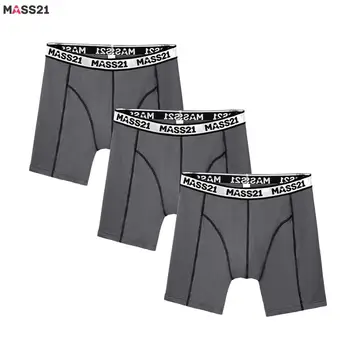 

MASS21 3pcs/lot Mens Boxer Shorts Long Underwear Solid Breathable Homme Boxershorts Man Sexy Long Underpants Panties Plus Size