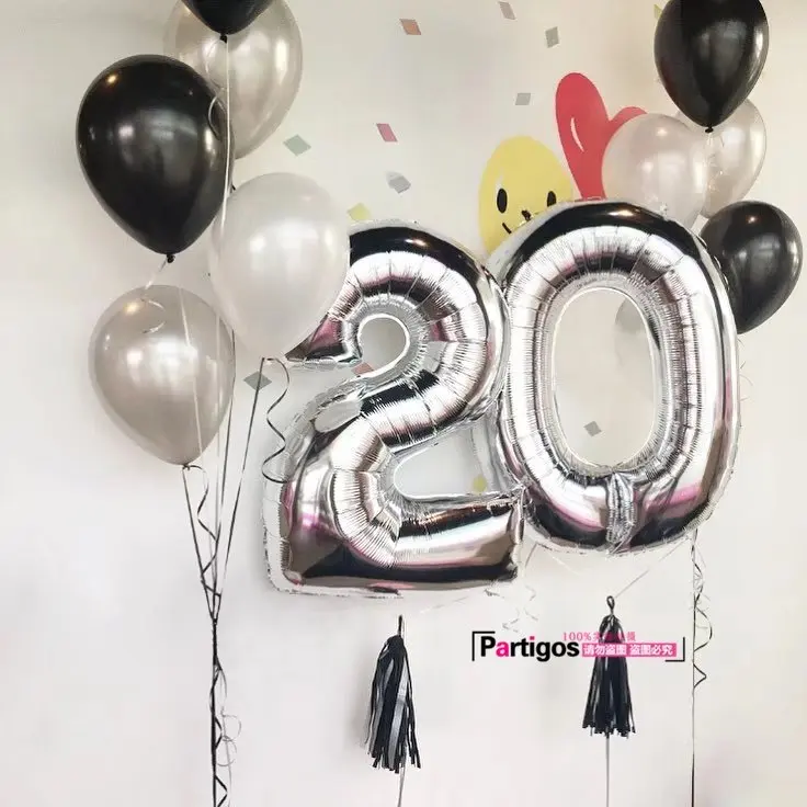 Шар из фольги золотого и серебряного цвета 1 шт. 30/32 дюйма 0 9 цифр Цифровой шар