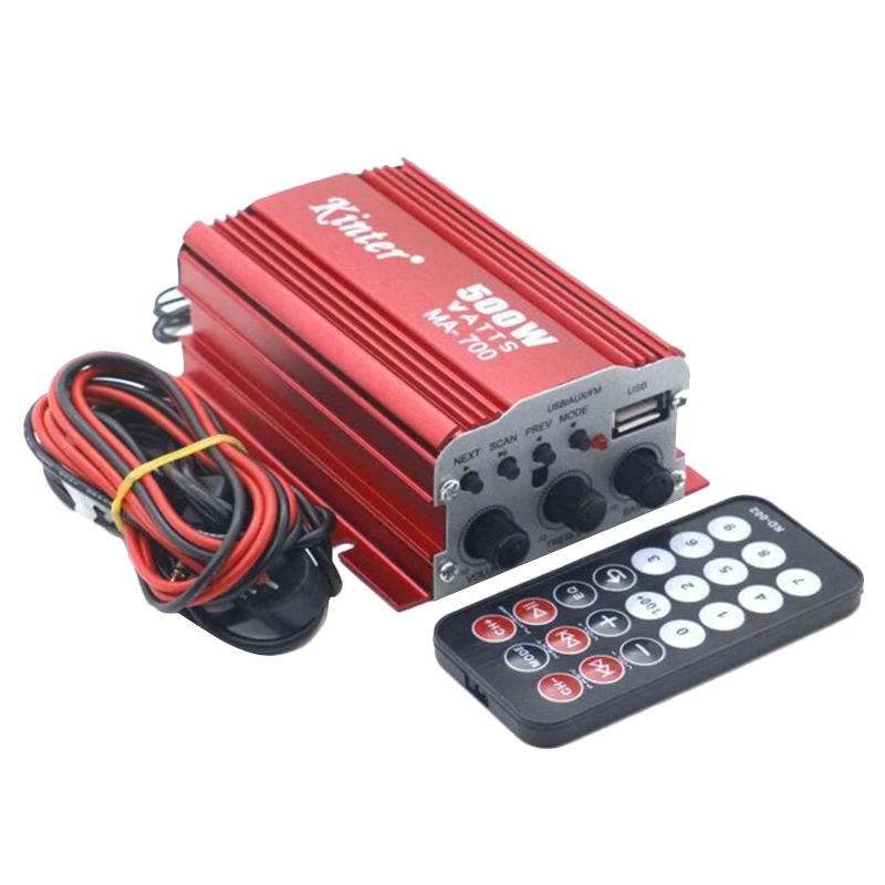 

Ultra Low Noise 12V DC Amplifier USB SD Card 2 CH FM Audio Home Car Amplifier With Remote Control Sensor