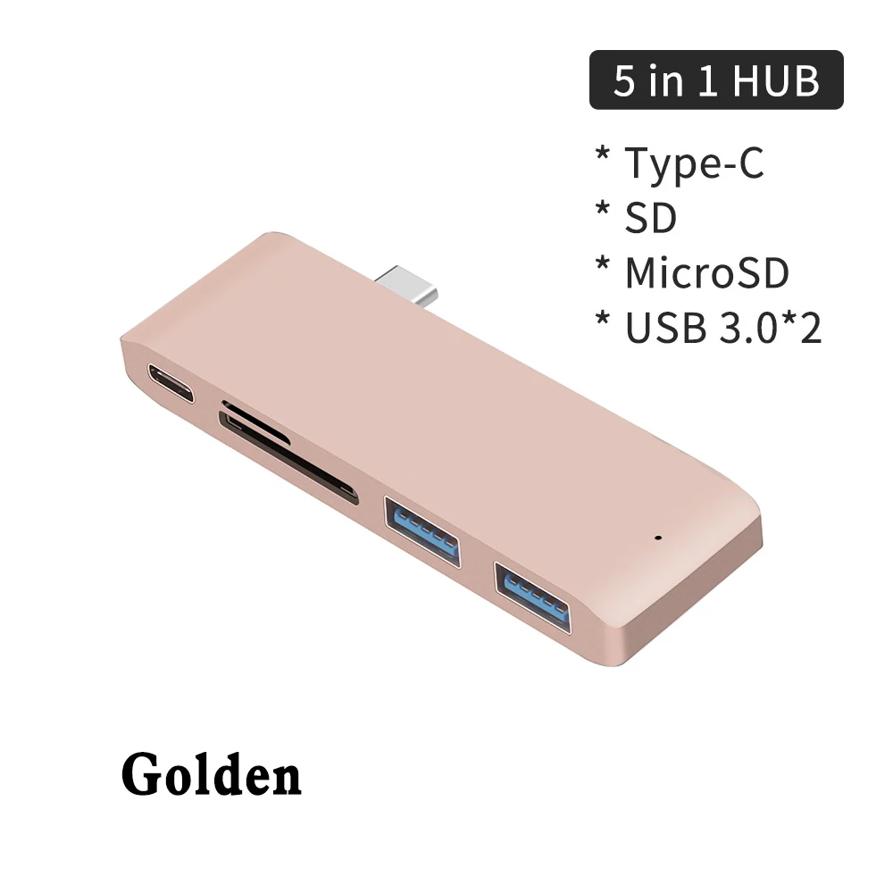 5 IN 1 USB Type C Multi USB C HUB For MacBook Air hab USB C To USB 3.0 PD Charge TF SD Card Slot USB Splitter Dock For Laptop