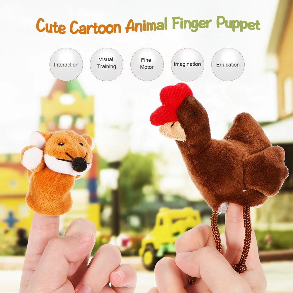 

2Pcs Finger Doll Baby Plush Toys The fairy tale finger puppets The Sly Fox and The Little Red Hen story Enlightenment Education