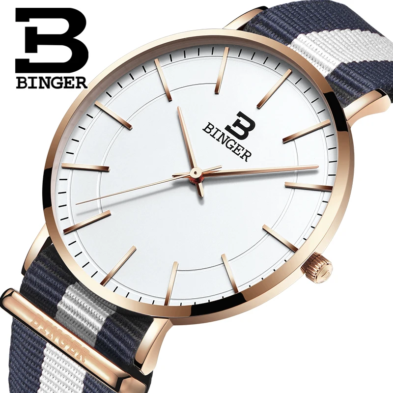 

New Switzerland BINGER men's watch luxury brand ultrathin limited edition Waterproof lovers's quartz Wristwatches B-3050M-6