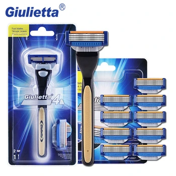 

Giulietta 2018 Shaving Razor Blade For Men Set ( 1 Handle & 10 Blades ) Brand Original 4 Layer Razors Shave Replaceable