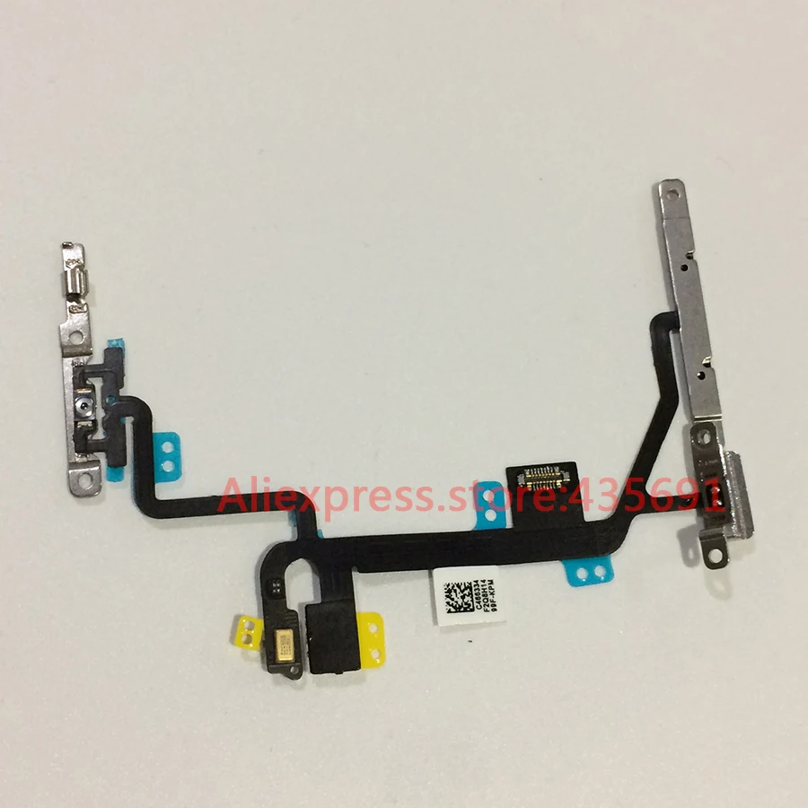 For iPhone 8 4.7" Original Power On/Off Switch Button Volume Control Mute Connector Flex Cable with Metal Bracket Replacement