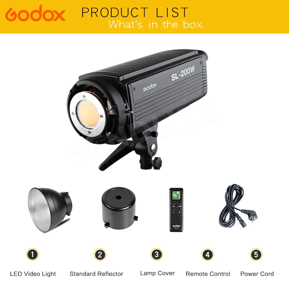 

Godox Video LED Light SL-200W 200Ws 5600K Studio Continuous Photo LED Panel Video Ring Light Lamp with Remote