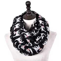 2018 Новая мода Cat Voile шарф Для женщин бесконечность шарф Дизайн полиэстер зима теплая леди кольцо Loop шарф высокого качества