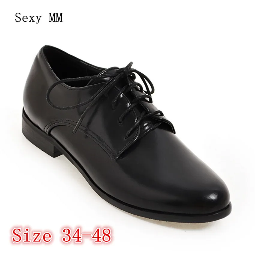 

Lace Up Shoes Women Oxfords Shoes Loafers Flats Woman Casual Flat Shoes High Quality Plus Size 34 - 40 41 42 43 44 45 46 47 48