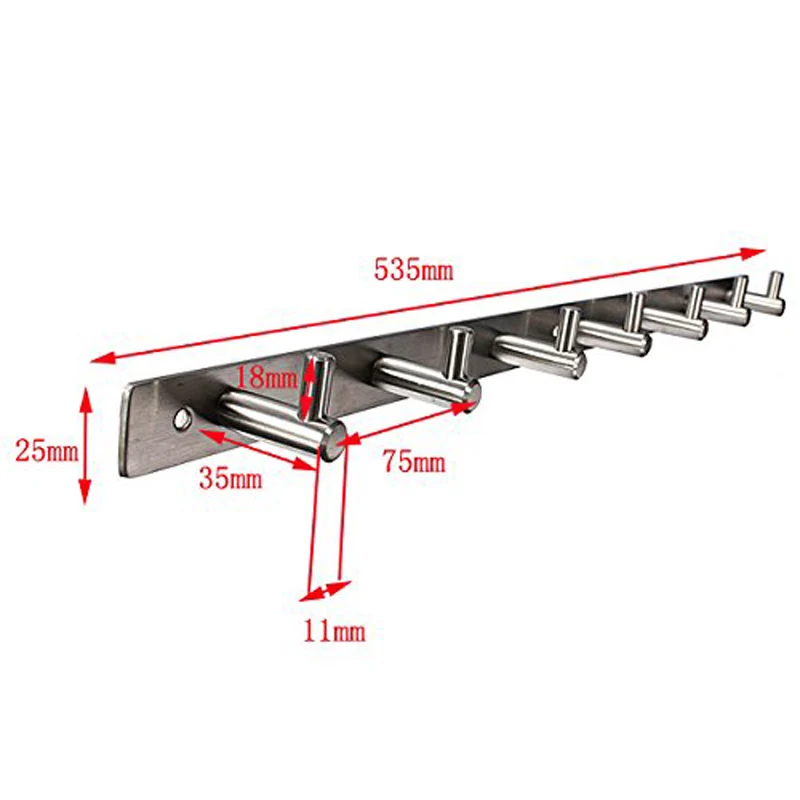 3-7 Stainless Steel Bathroom Kitchen Hanger Organizer Towel Holder Rack Wall Hooks Door Clothes Hanger Bedroom Mount Hook