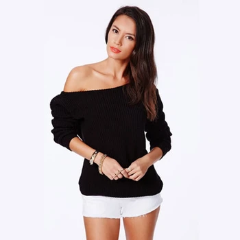 

Candy Color One Shoulder Loose Long Sleeve Sweater Women Multi Wear All Matching Knitting Sweater Top TA02800042