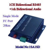 1SA1SD 1ch Bidirectional Data and Audio To Fiber Media Transceiver Gate Alarm CCTV Access Control System Application FC 20KM