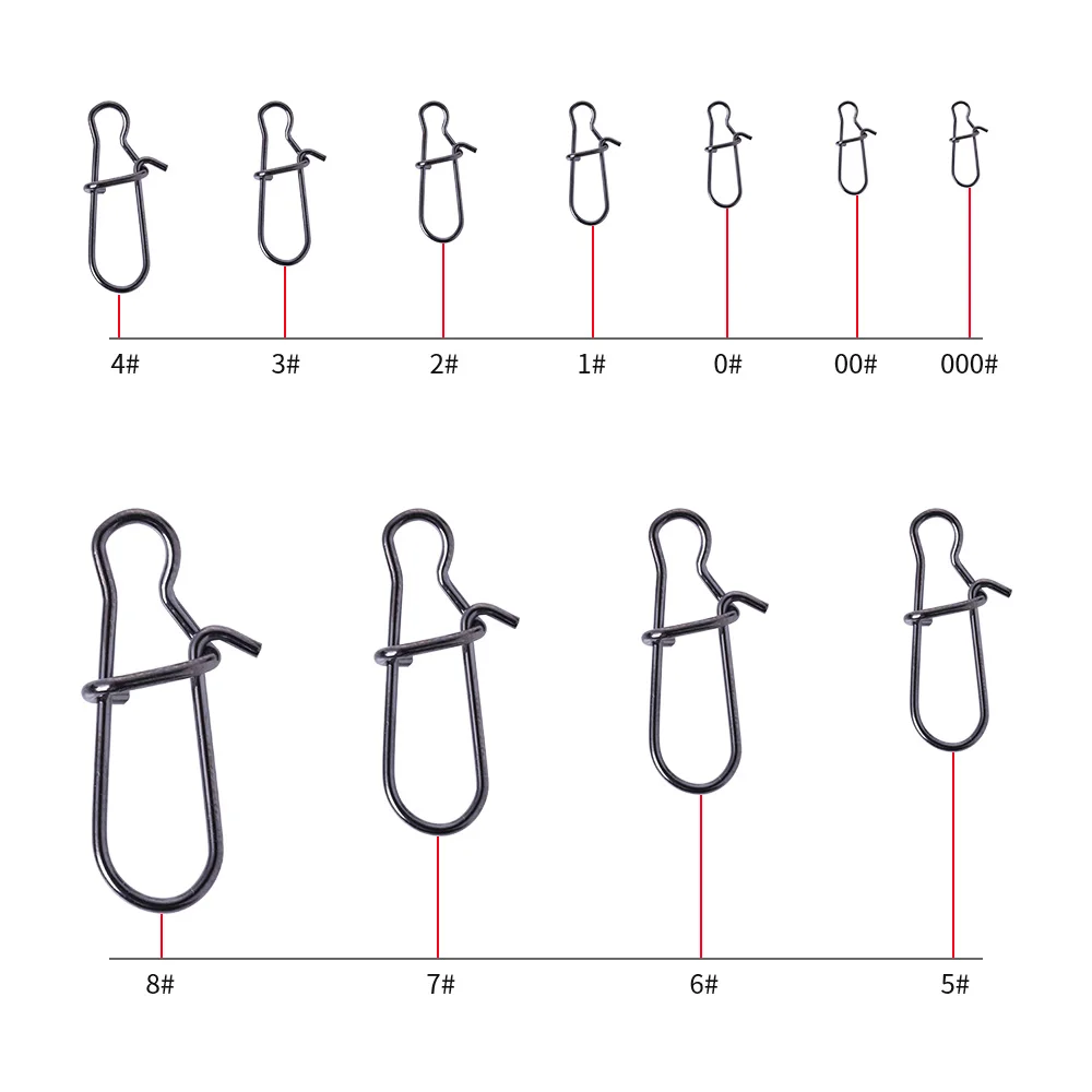 50 шт много крюк из нержавеющей стали быстрый зажим замок вращающиеся твердые кольца безопасности защелки приспособления для рыбалки рыболовные аксессуары