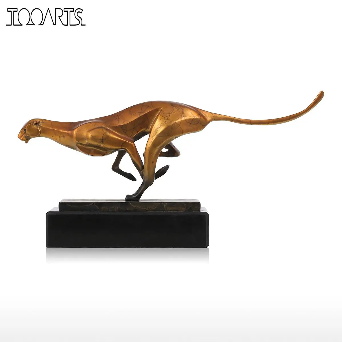 

Tooarts Leopard Bronze Figurines Modern Metal Artificial Statue Craft Animal Sculpture for Office Home Decoration Accessories