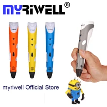 Myriwell Фирменная Новинка magic 3d принтер рисунок пером 3D ручка с 3 вида цветов ABS нити 3D печати 3d ручки для детей подарок на день рождения