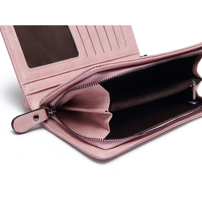 Модные женские кошельки длинный клатч кошелек простые кошельки на молнии розовый вместительный бумажник мягкий PU кожаный кошелек