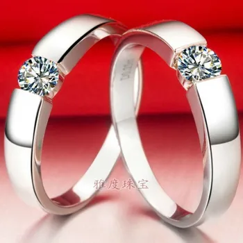 

Amazing Lovely Genuine Moissanite Gold Rings 0.5CT Moissanite Solid White Gold Au750 Couple Engagement Ring His and Her Rings