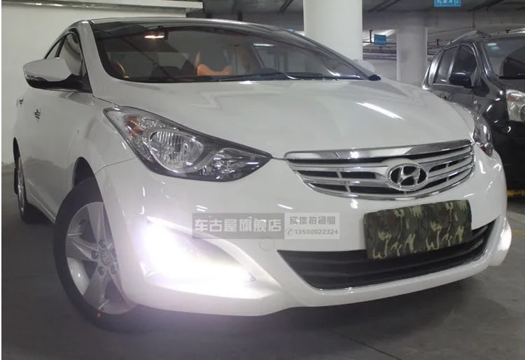 12 в 6000 к светодиодный DRL дневной ходовой светильник для hyundai Elantra 2012 2013 противотуманная фара рамка противотуманный светильник супер белый