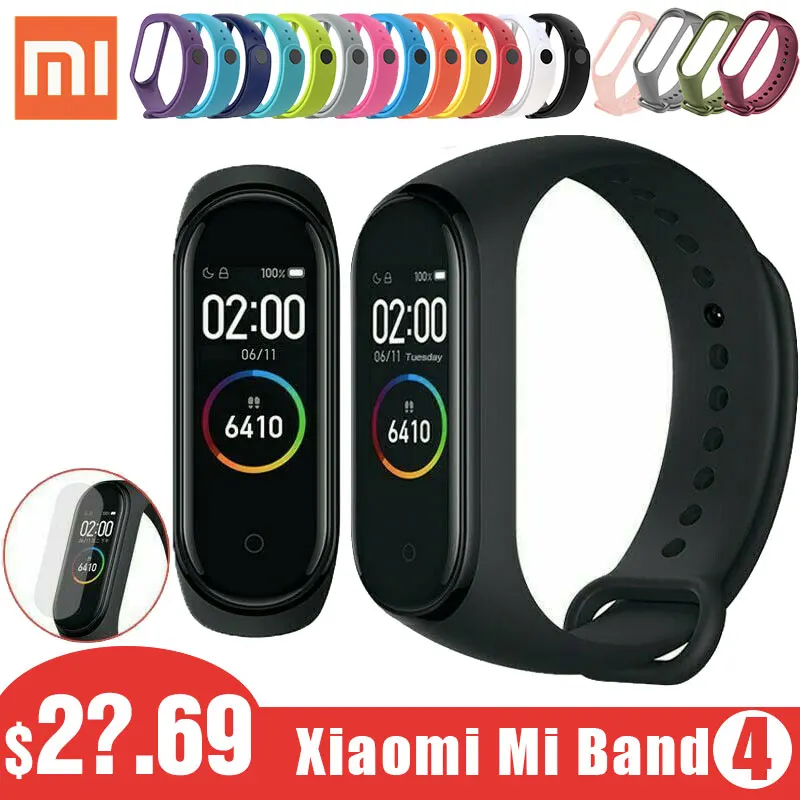 Оригинальный Xiaomi mi Band 4 глобальная версия браслет сердечного ритма CN Смарт фитнес